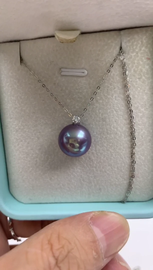18K金镶嵌ff淡水珍珠特选紫珠吊坠（赠链）12~13mm