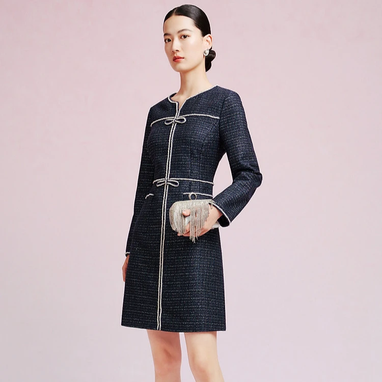 【婷婷专属】秋冬气质高级通勤闪闪小香风洋装连衣裙女