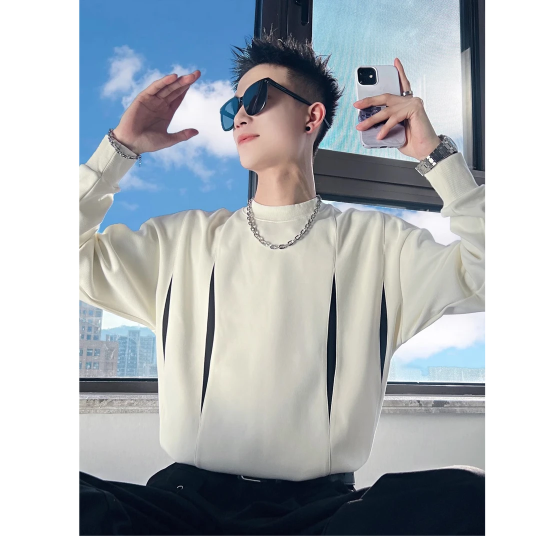 卫衣男ins潮牌重磅T恤长袖体恤新款春秋季上衣男装衣服百搭宽松