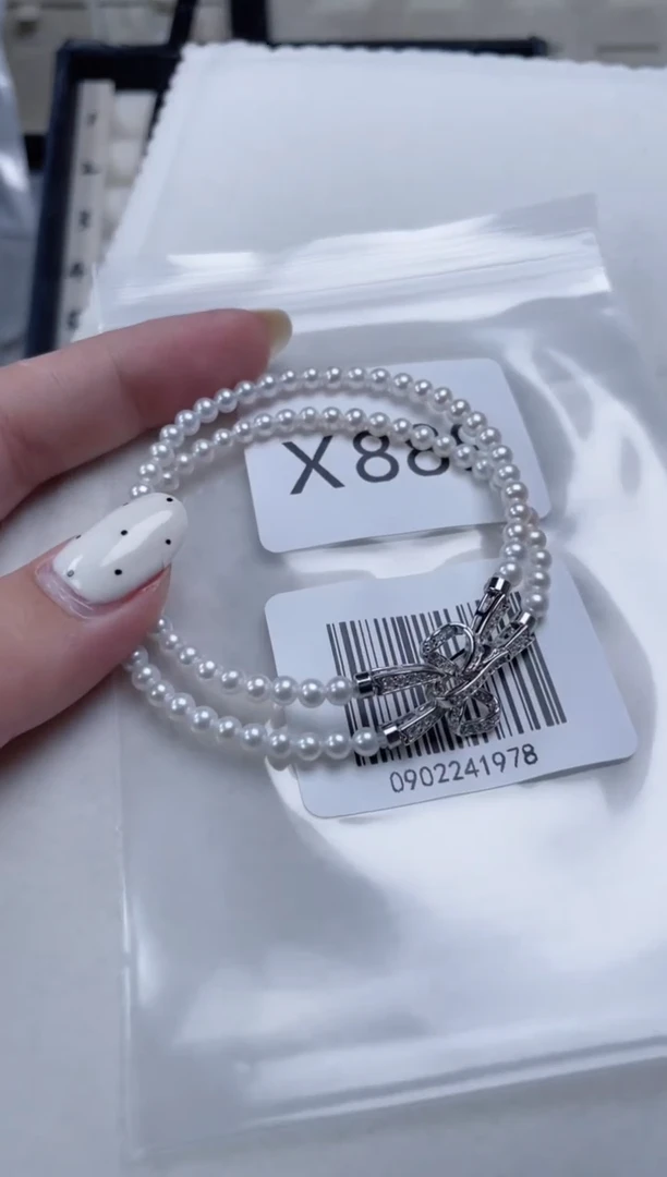 银S925镶嵌淡水珍珠手链X889  下单备注手围