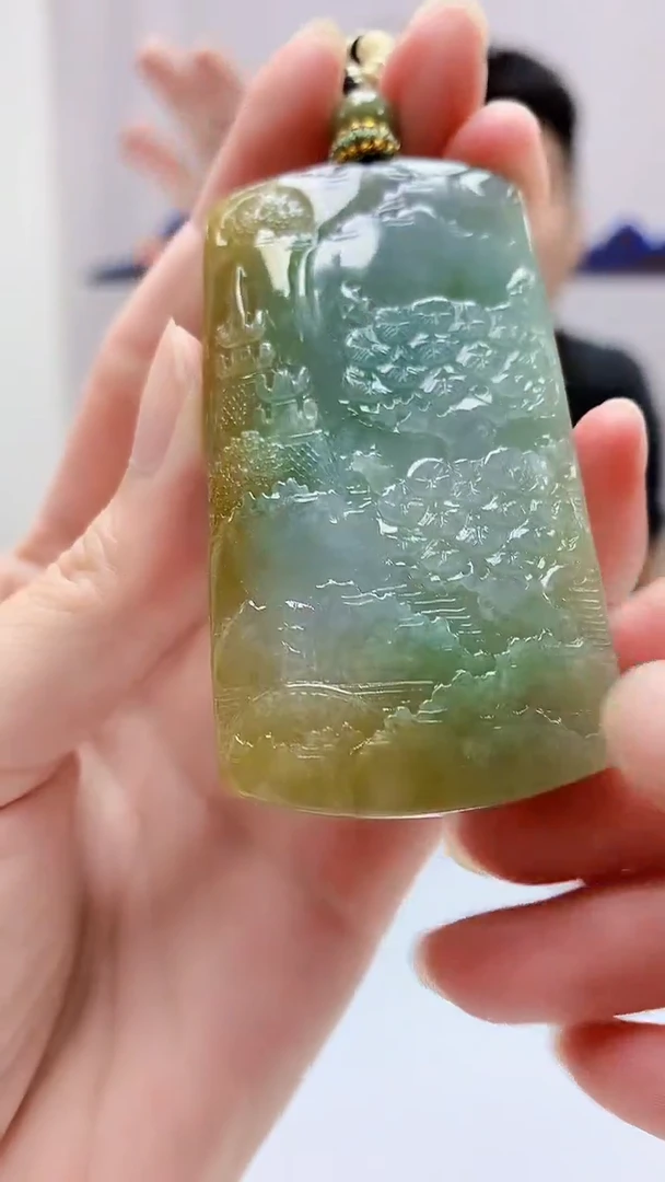 定制翡翠未镶嵌5028zm-毛货挂件山水26