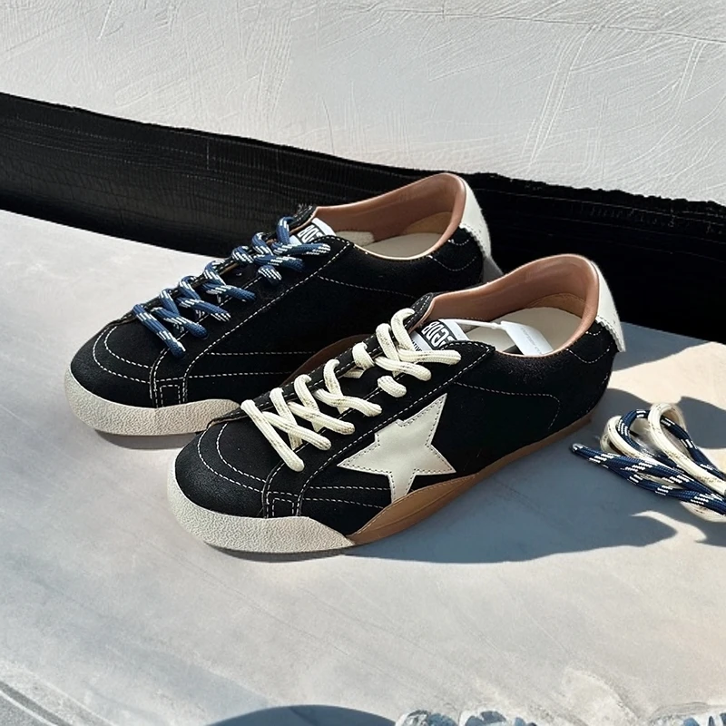 易烊千玺同款夏百搭真皮小脏女月牙阿甘鞋子女款爆款真皮德训鞋ro