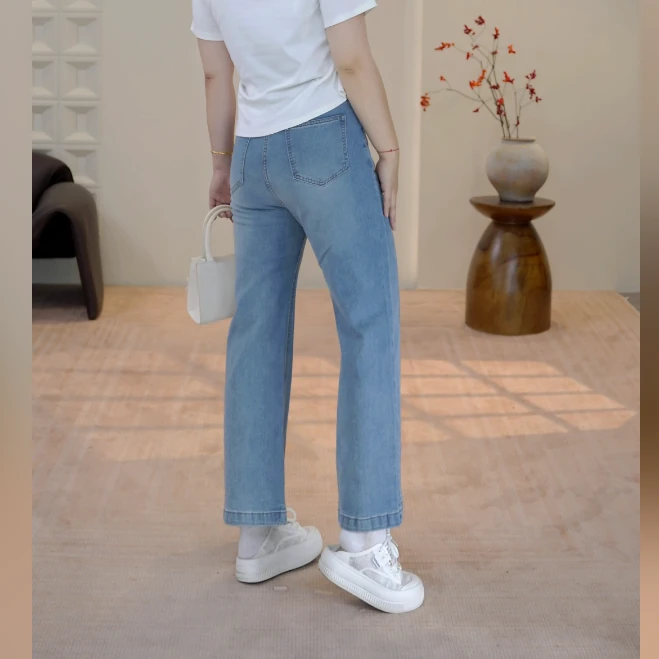 梦丞大码胖mm牛仔女2025新款高腰宽松镰刀裤爆款设计感拖地香蕉裤