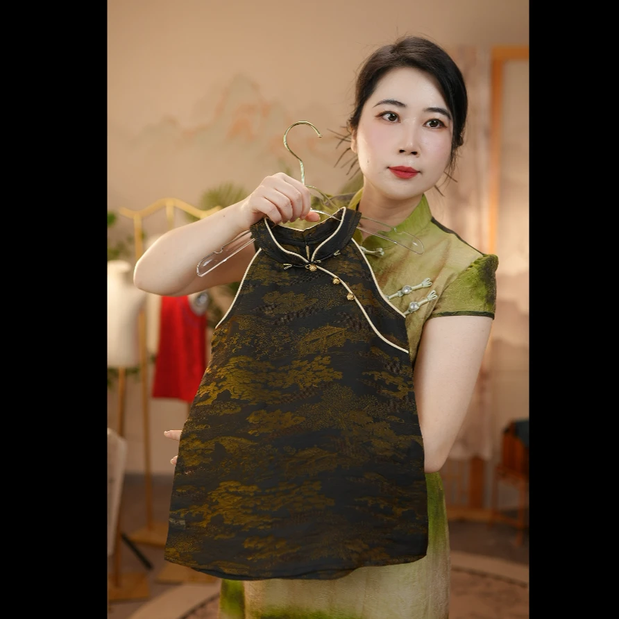 F【金玉浮光】人丝浮光锦#女童夏季短袖中国风女童夏款中式旗袍裙