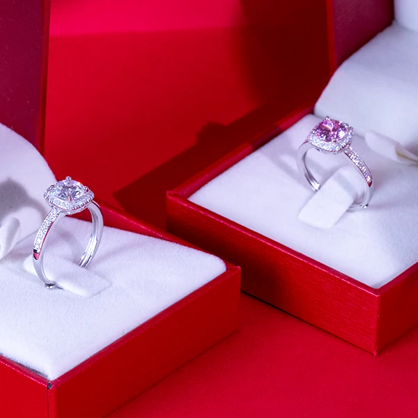 925银莫桑石戒指 戒指可调节订婚百搭女首饰银戒镶嵌1克拉