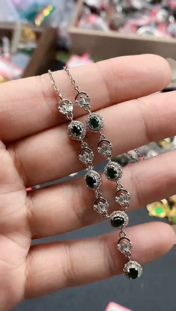 银S925镶嵌戒指翡翠天然A货缅甸翡翠