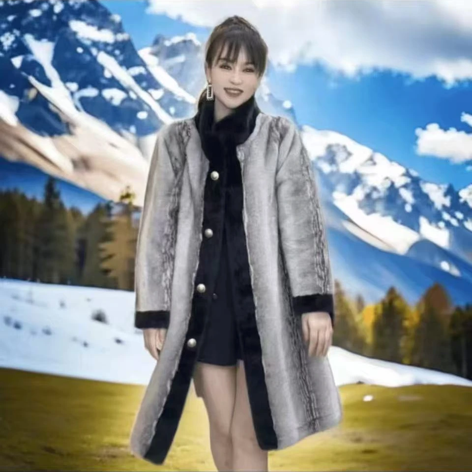 【淼姐专属】花豹纹大长款洋气时尚女装皮毛一体设计师版轻奢