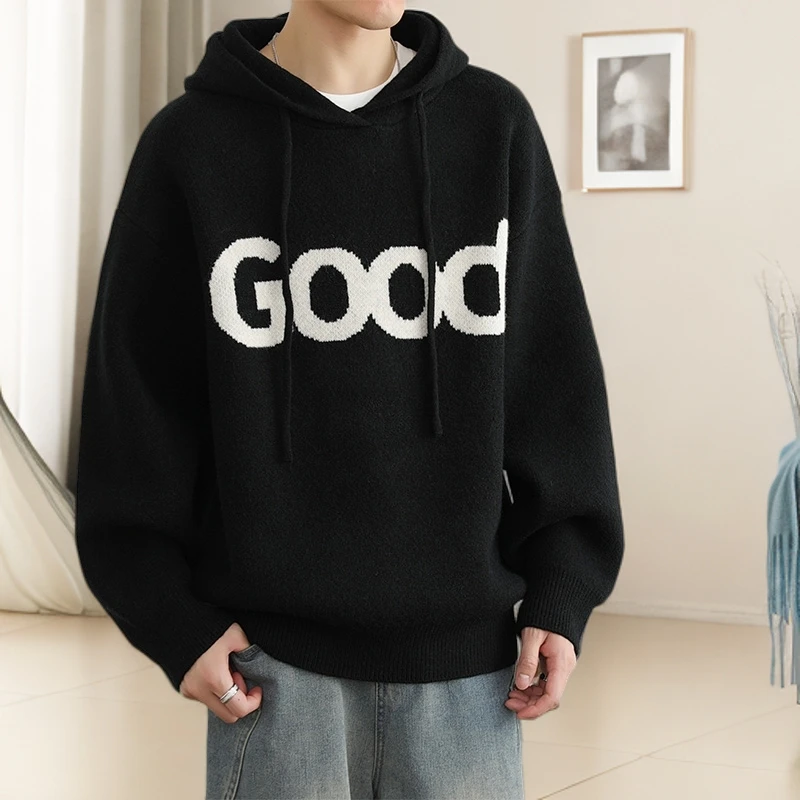 印花长袖卫衣秋冬季潮流打底衫男士休闲连帽外套时尚百搭宽松上衣