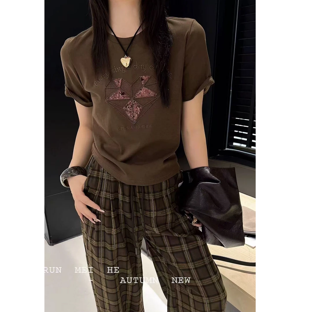 【no退no换 谨慎下单】爱心刺绣亮片短袖 6169