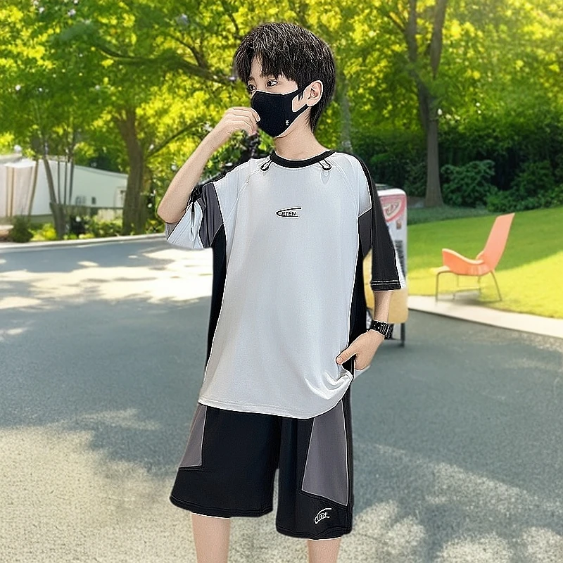 【刘刘妈】2025新款T恤速干球服套装拼接百搭休闲短裤套装袖短袖