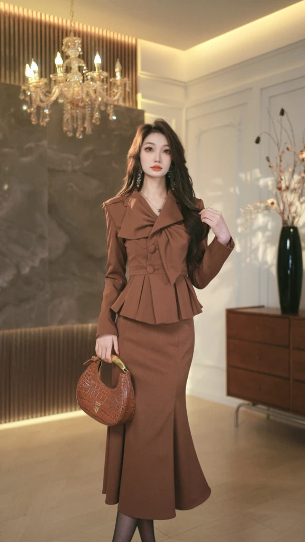 罗曼定制   原创设计修身时尚套装女神套装女装轻熟显瘦秋季法式