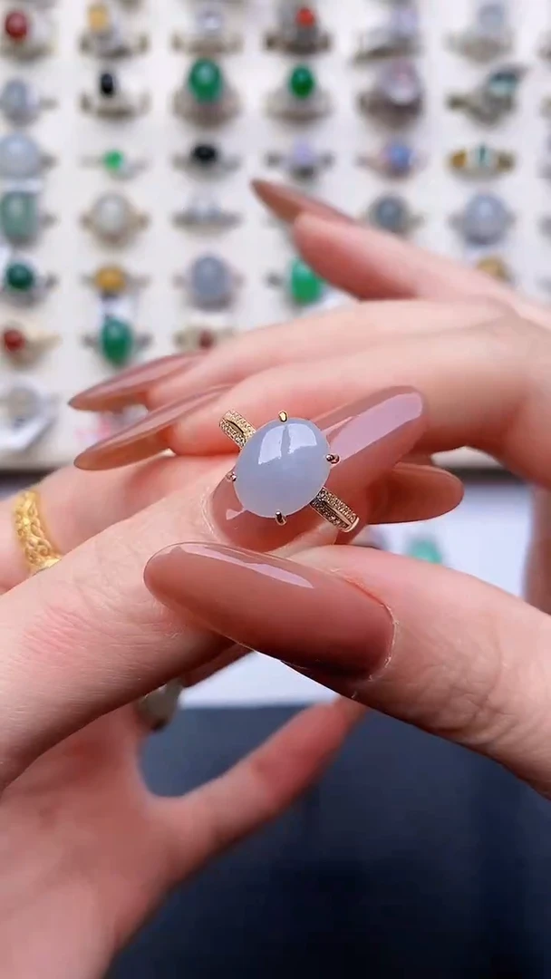 银S925镶嵌戒指翡翠...