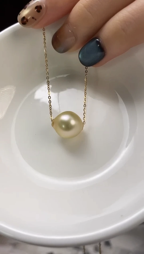 项链未镶嵌海水珍珠11-12南洋金珍珠项链