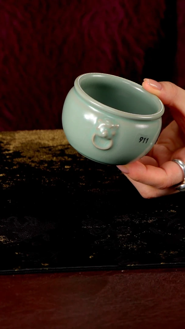 杯911虎头缸杯130cc匠工款君绿釉