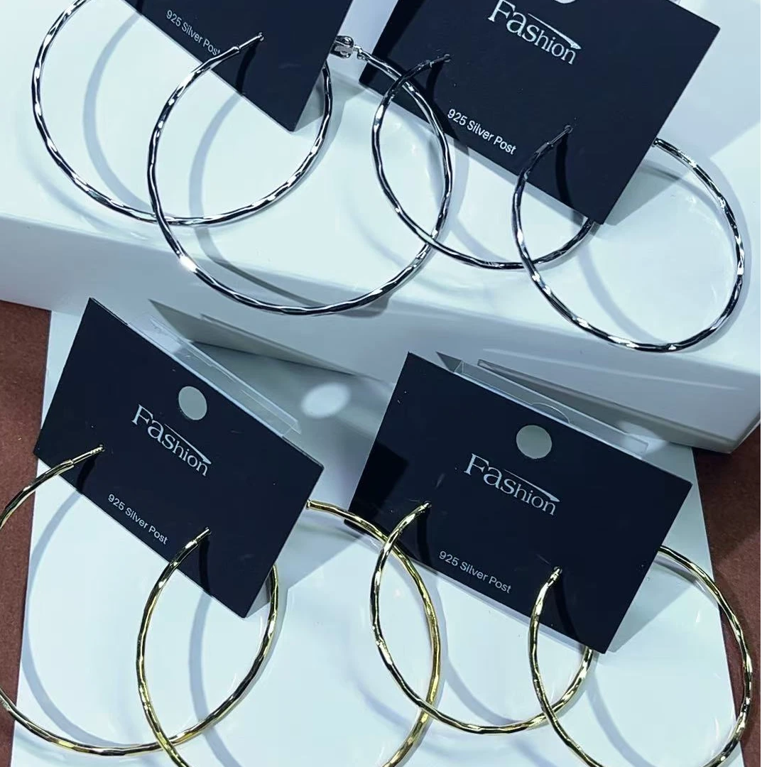 铜合金锆石耳饰 时尚切面光圈圈大气简约日常百搭款0331