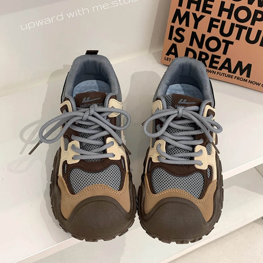 回力运动鞋秋冬新款透气防滑百搭丑萌户外登山鞋网面小众休闲女鞋