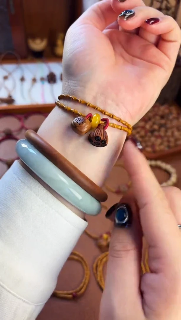 手串桃核桃源行  竹节双圈福气连连