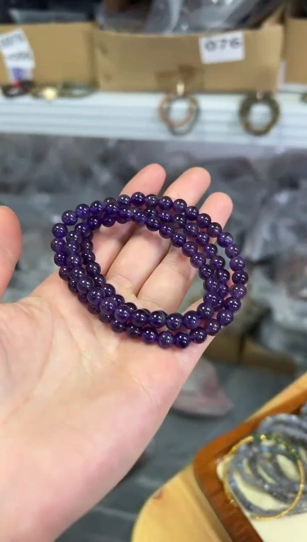 【闪购商品】水晶手链未镶嵌紫水晶圆珠多圈手链[3268]