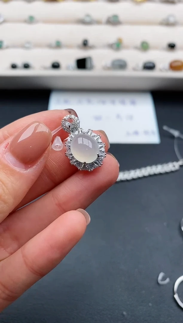 银S925镶嵌戒指翡翠66666666+8