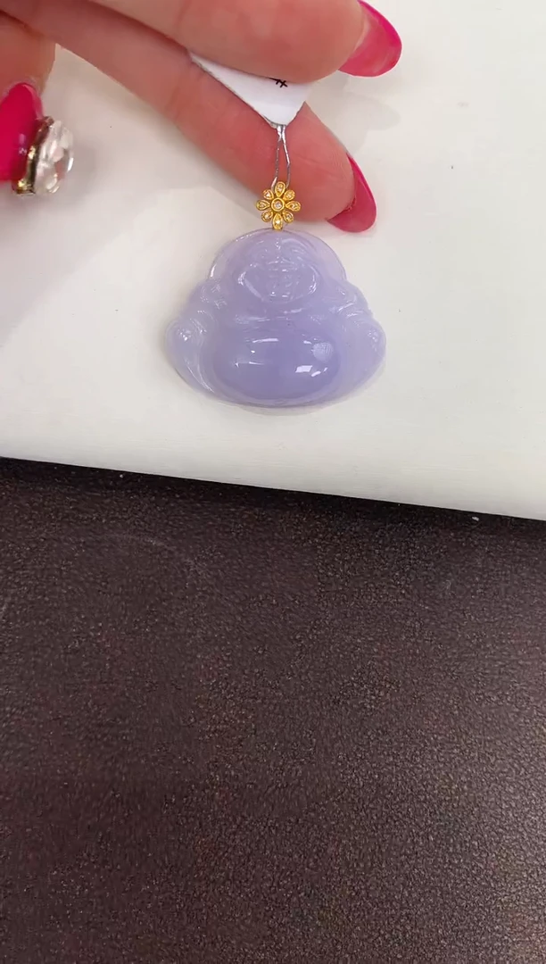 颈饰18K金镶嵌翡翠天然缅甸a货翡翠