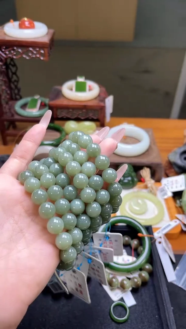 未镶嵌手串和田玉卡12且末蓝 圆珠 多样性发一