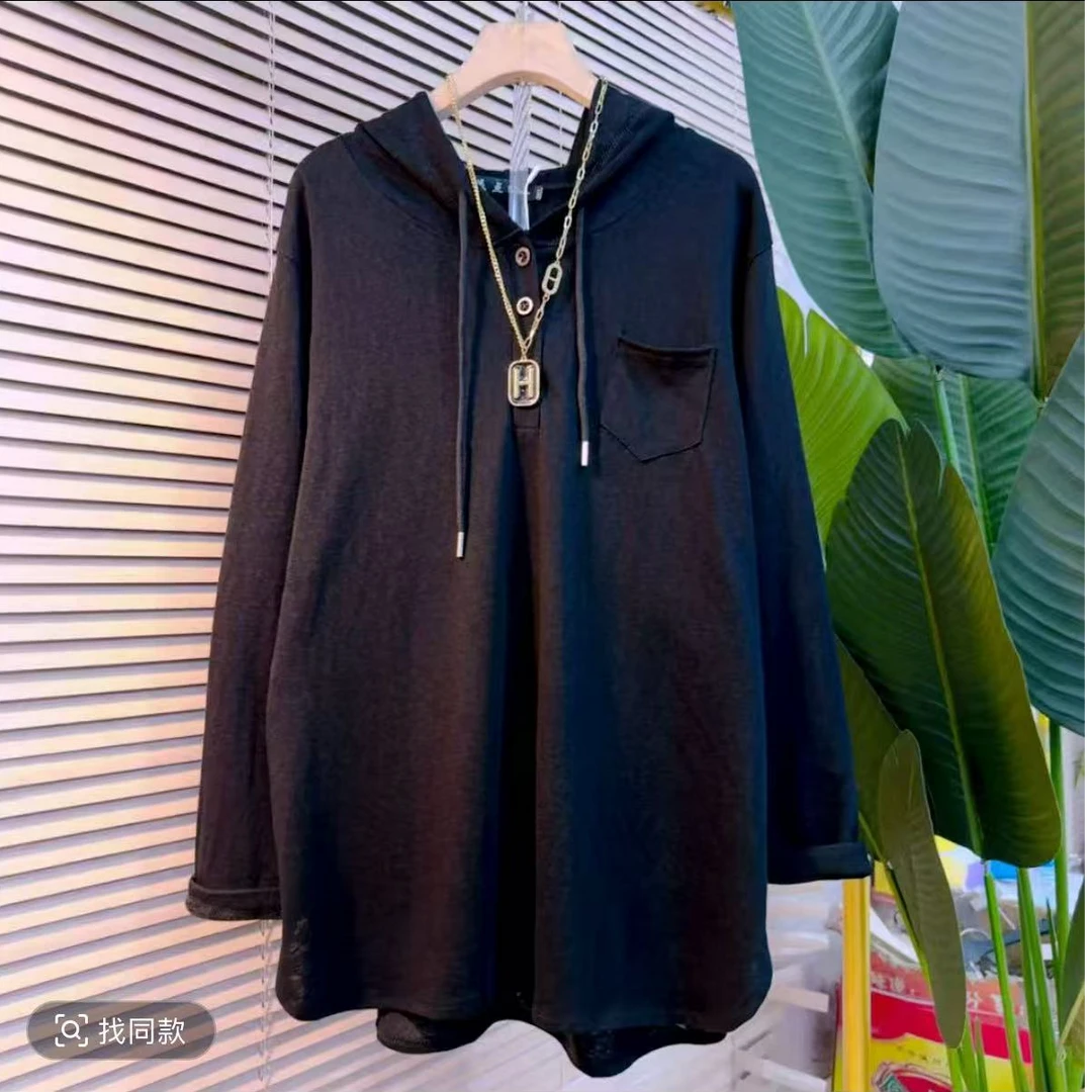 870欧洲站时尚简约连帽抽绳大衫