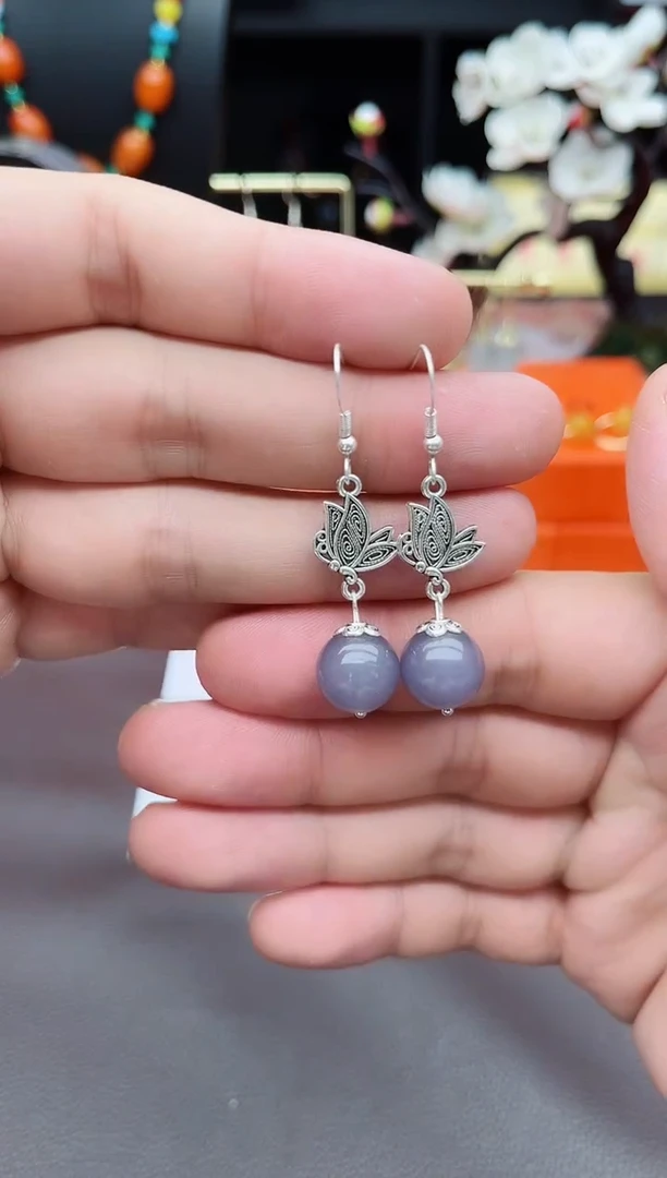 玛瑙/玉髓耳饰银S925镶嵌231000