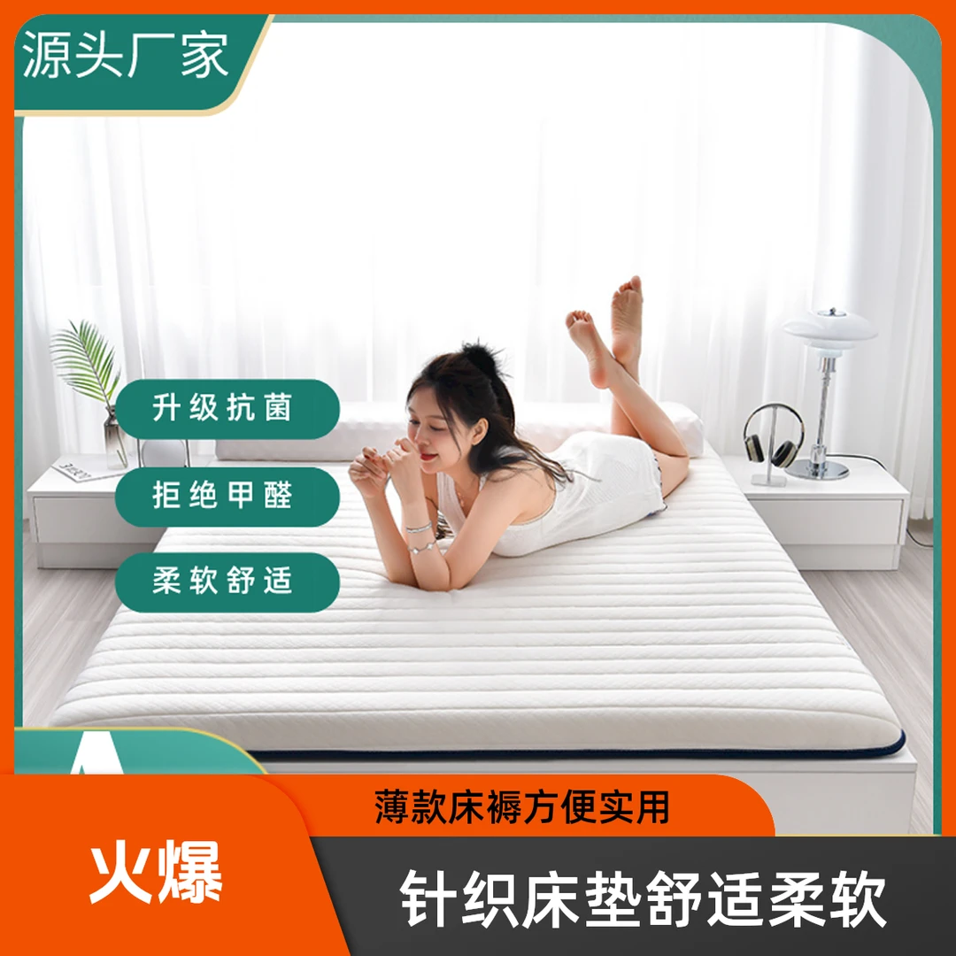 针织床垫软垫家用薄款榻榻米遮盖租房睡垫床褥子学生宿舍单人专用