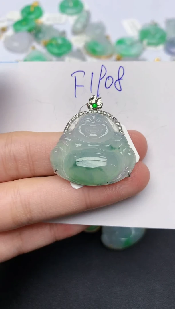 颈饰18K金镶嵌翡翠天然缅甸A货翡翠百元以上9元证书费自理