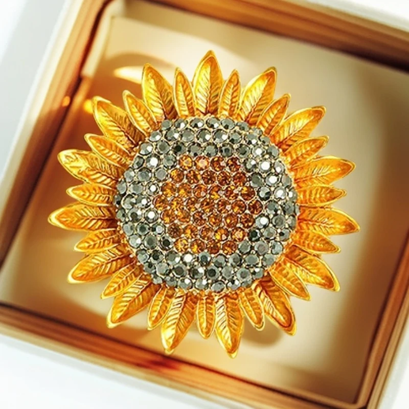 合金胸针 新款向日葵个性胸针太阳花高档胸针 精致西装大衣配饰女