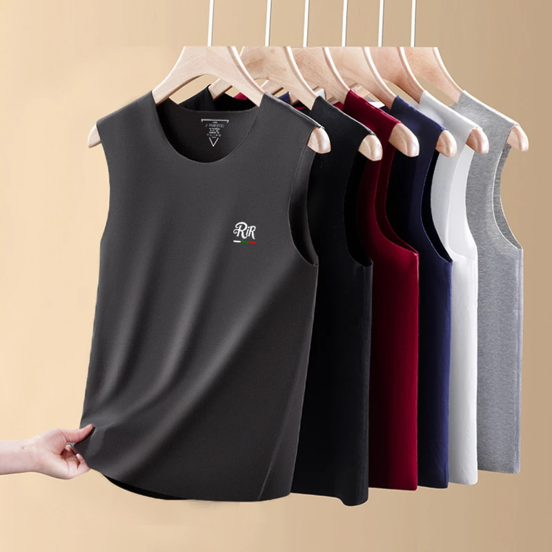 夏季男士圆领宽肩无痕纯棉背心吸汗透气健身运动无袖t恤坎肩男装