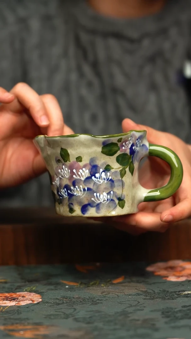 杯釉下彩手工手绘同款陶器