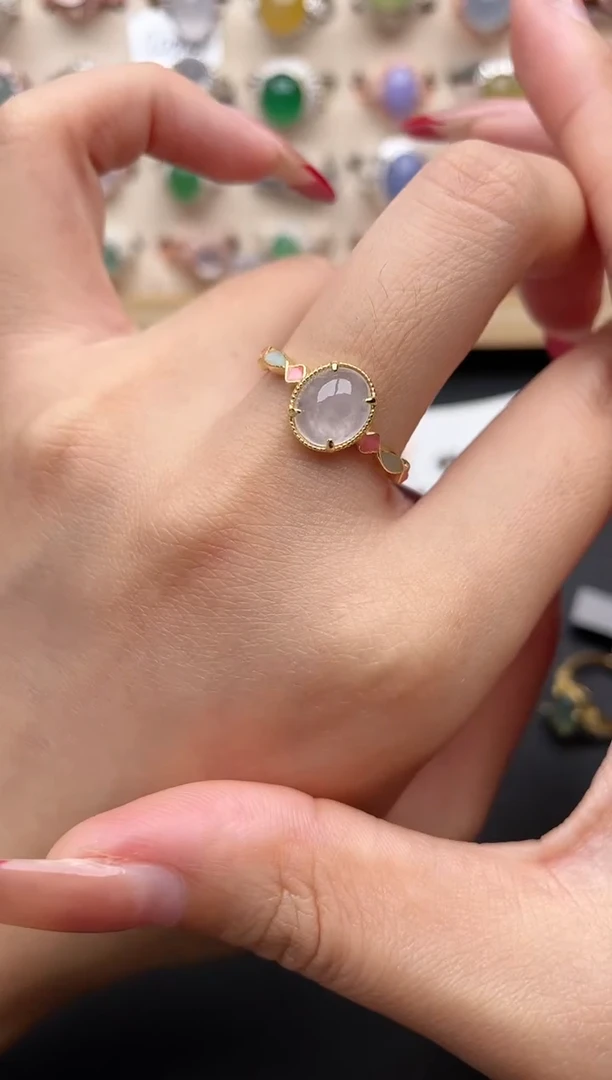 【闪购商品】翡翠戒指银S925镶嵌一物一证一礼盒