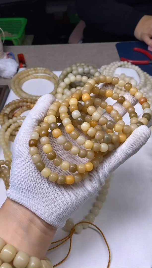 手串菩提根/象牙果菩提根卡9老型桶珠多宝老料单圈一条