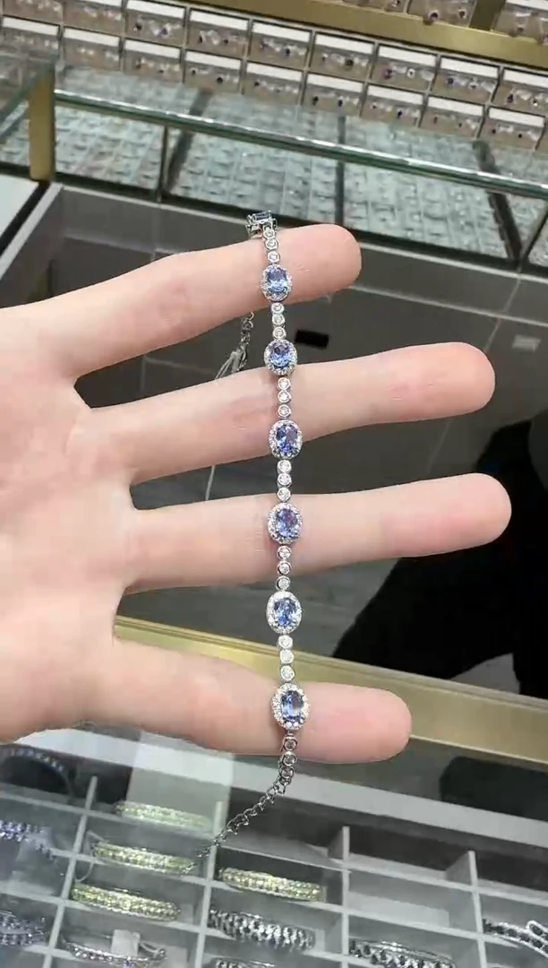 【闪购商品】坦桑石手链银S925镶嵌精致