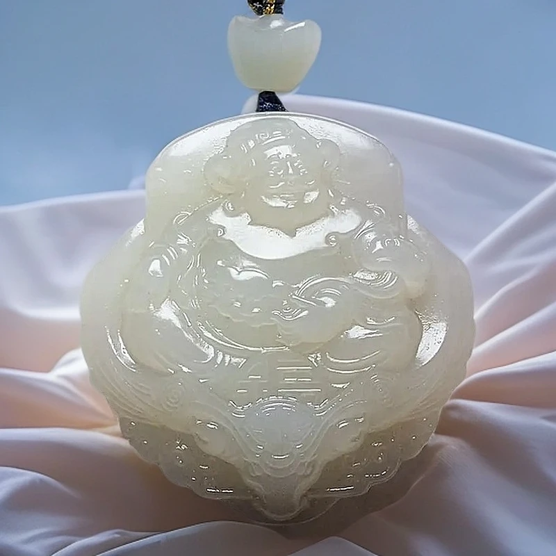 时尚精品和田玉冰底财神爷