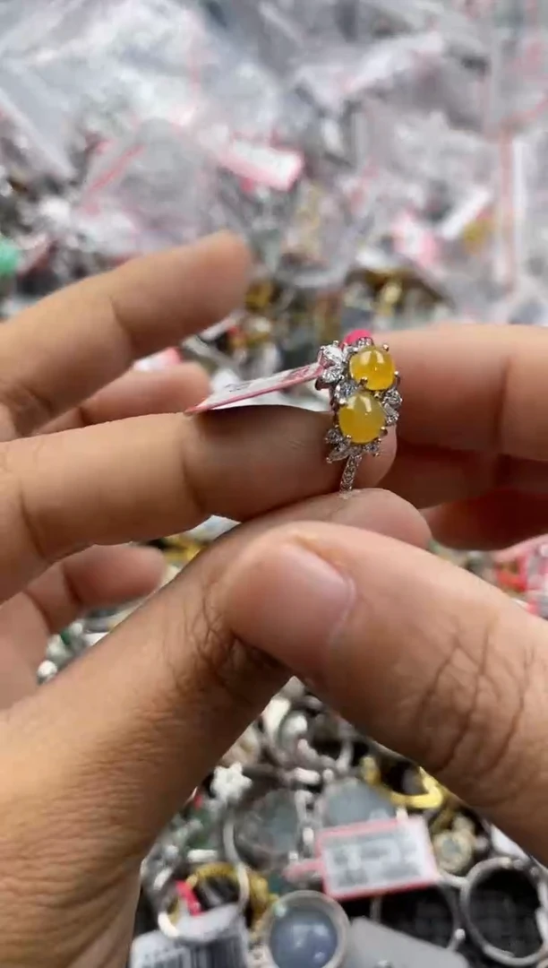 银S925镶嵌戒指翡翠222          1