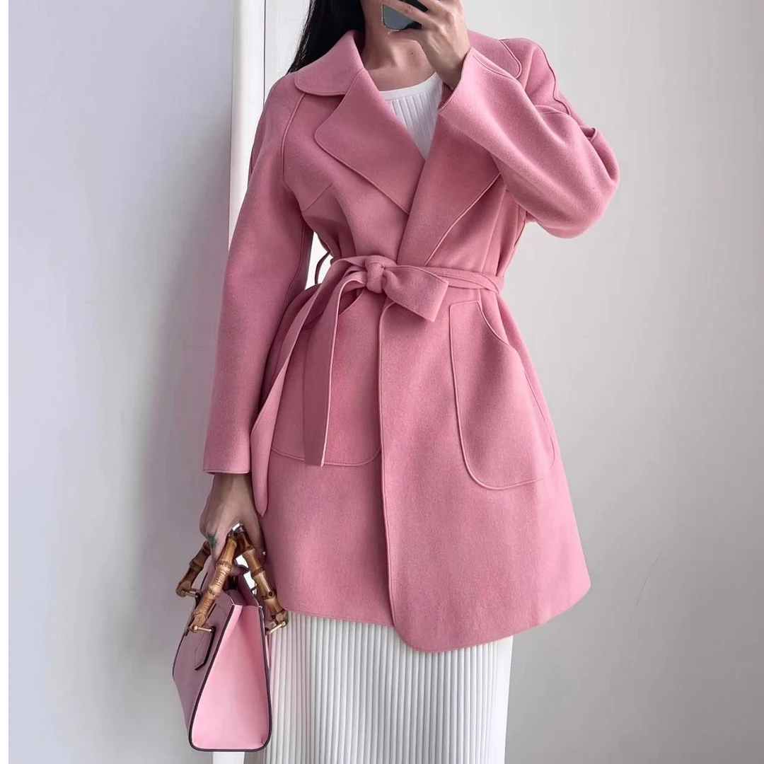 CF596设计感赫本风中长款外套女