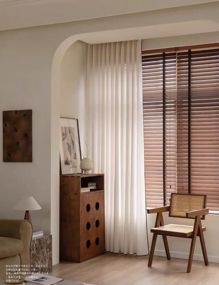 【透光不透人】扶风亚麻纱 法式简约现代中古原木风 客厅阳台窗纱