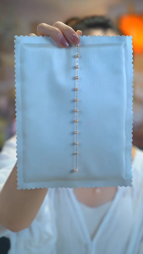 18K金镶嵌手链淡水珍珠淡水珍珠/玫瑰金色珍珠满天星手链4-5MM