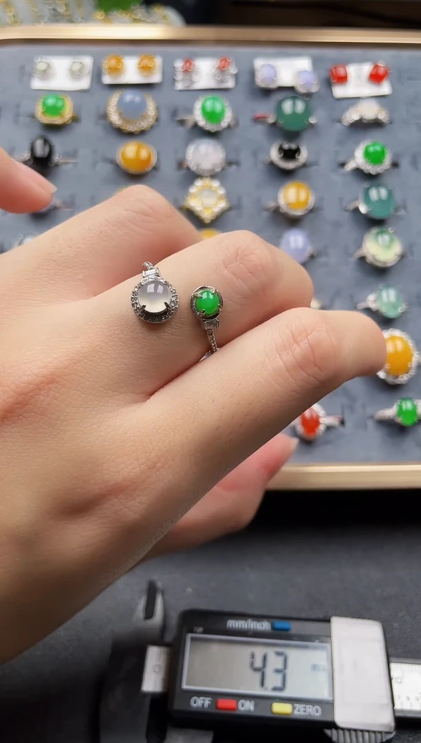 银S925镶嵌戒指翡翠10