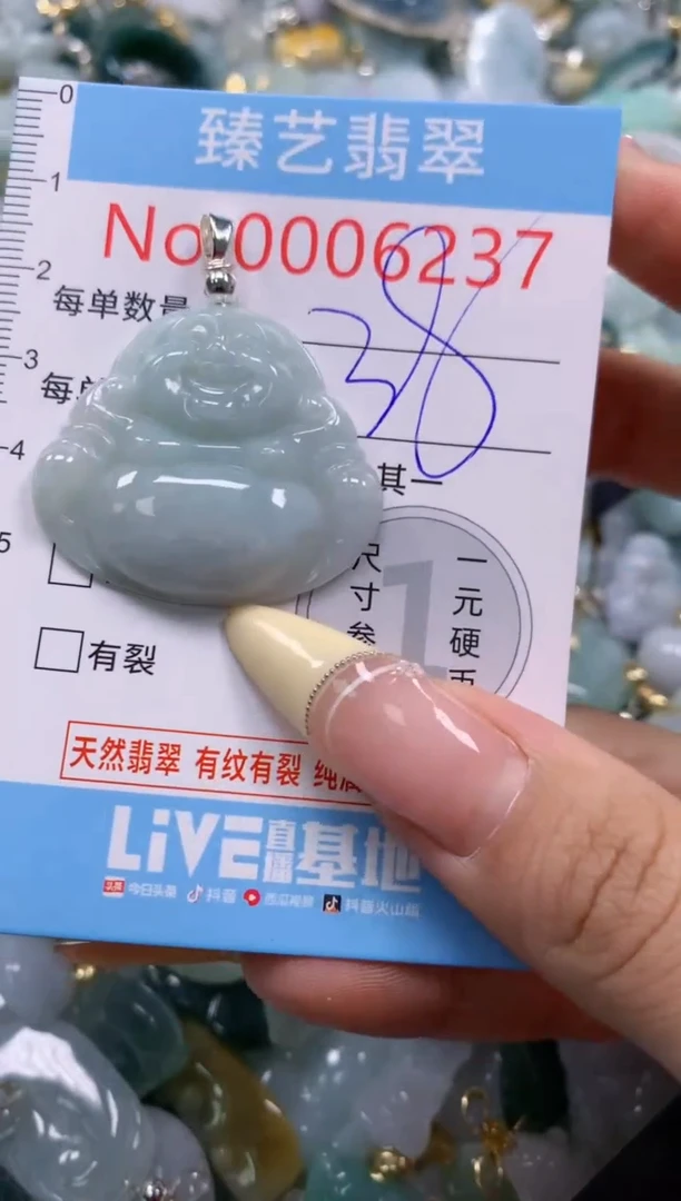 翡翠未镶嵌颈饰含绳0006237