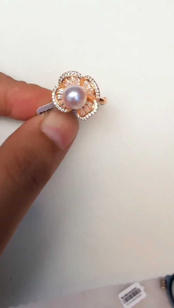 海水珍珠银S925镶嵌戒指戒指