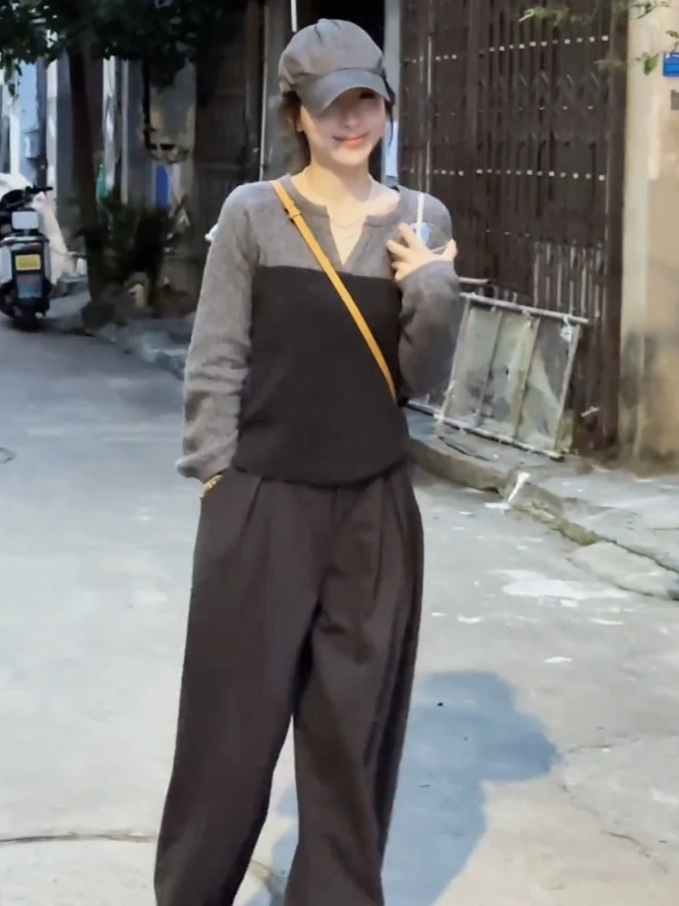 秋季穿搭减龄一整套女装2025秋季绝美巨好看的T恤阔腿裤两件套潮