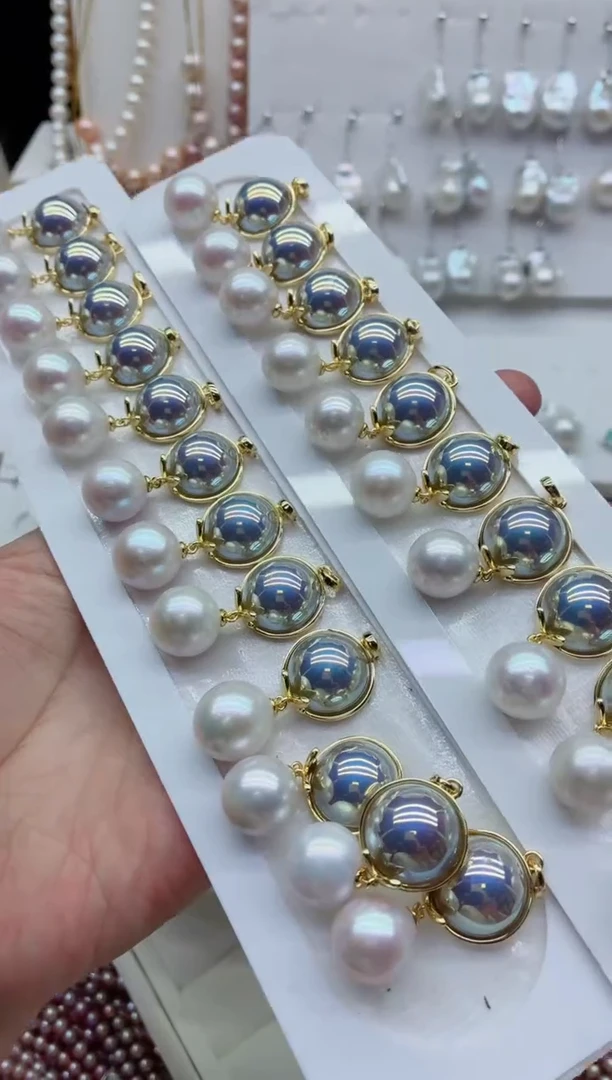 淡水珍珠合金吊坠(不含链)多样性发其一，非无暇