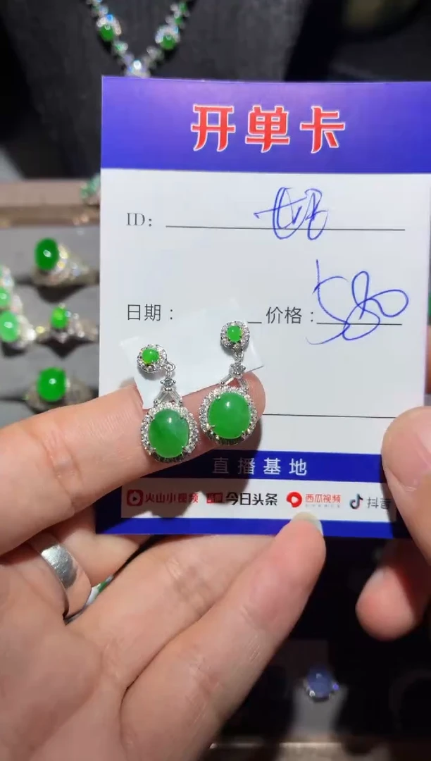 翡翠银S925镶嵌耳饰江**玉 江南世玉