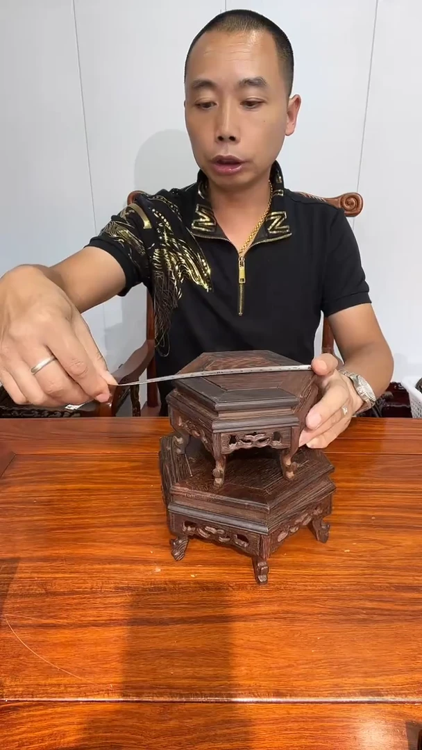 木鸡翅木六角方台套二