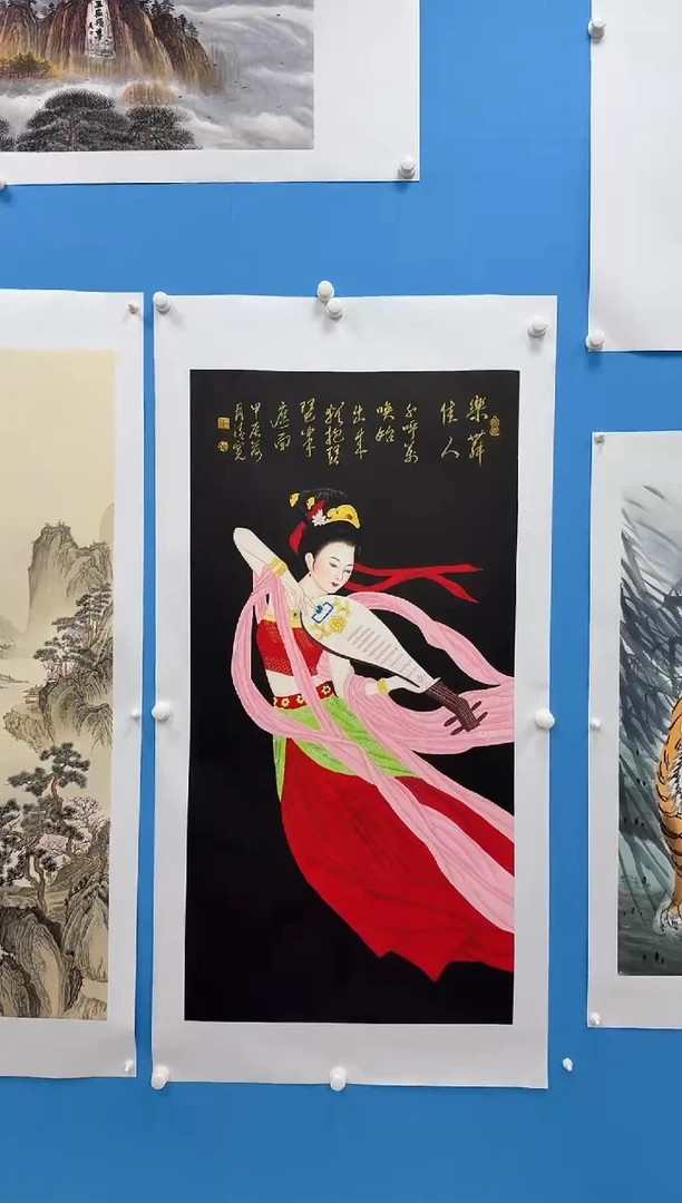 国画水****鱼飞天手绘作品