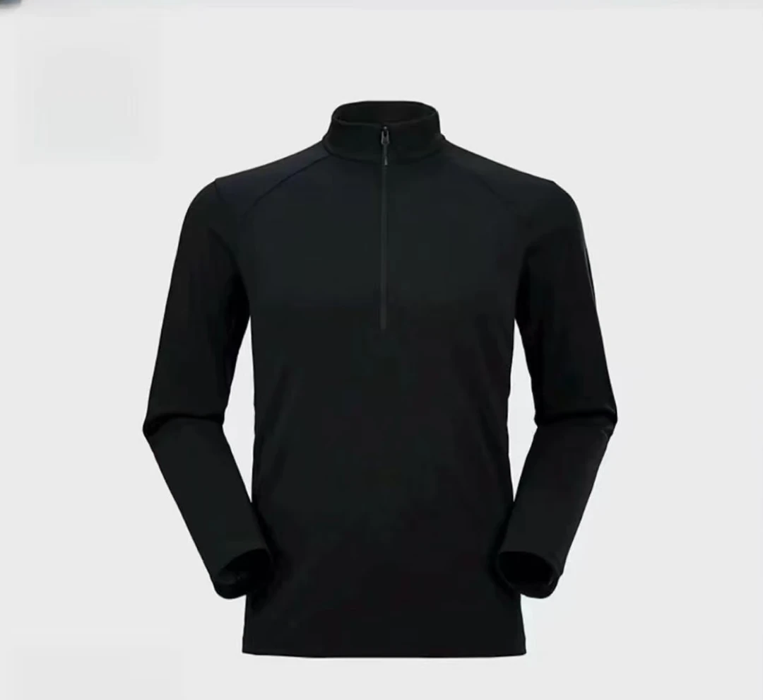 半拉链户外运动休闲透气T恤-6