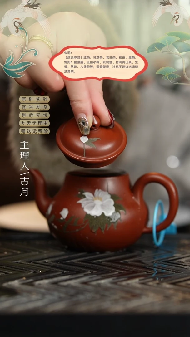 【闪购商品】AA1844朱泥泥绘玉兰花200cc